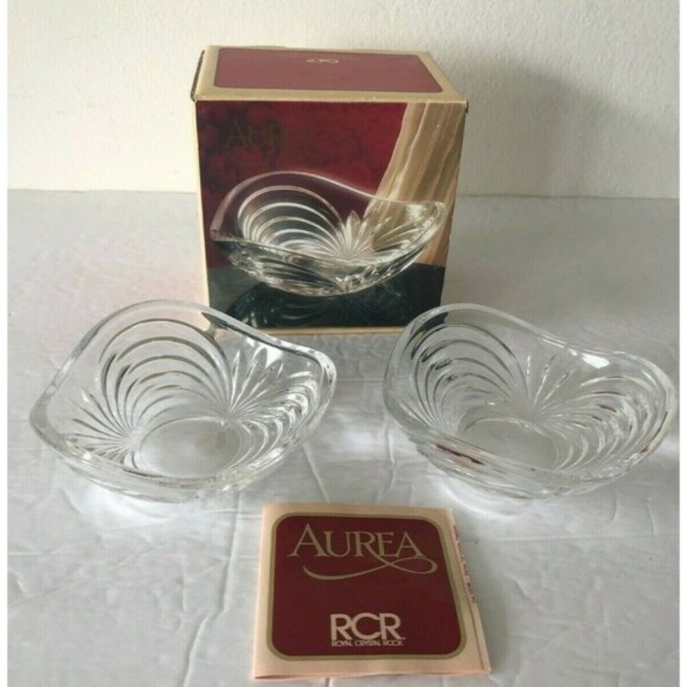 RCR Royal Crystal Rock AUREA Set 2 Small Bowls Made In Italy NEW